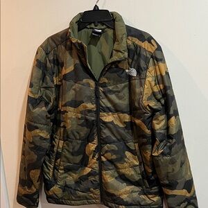 The North Face Men's Green and Brown Camo Puffer Jacket